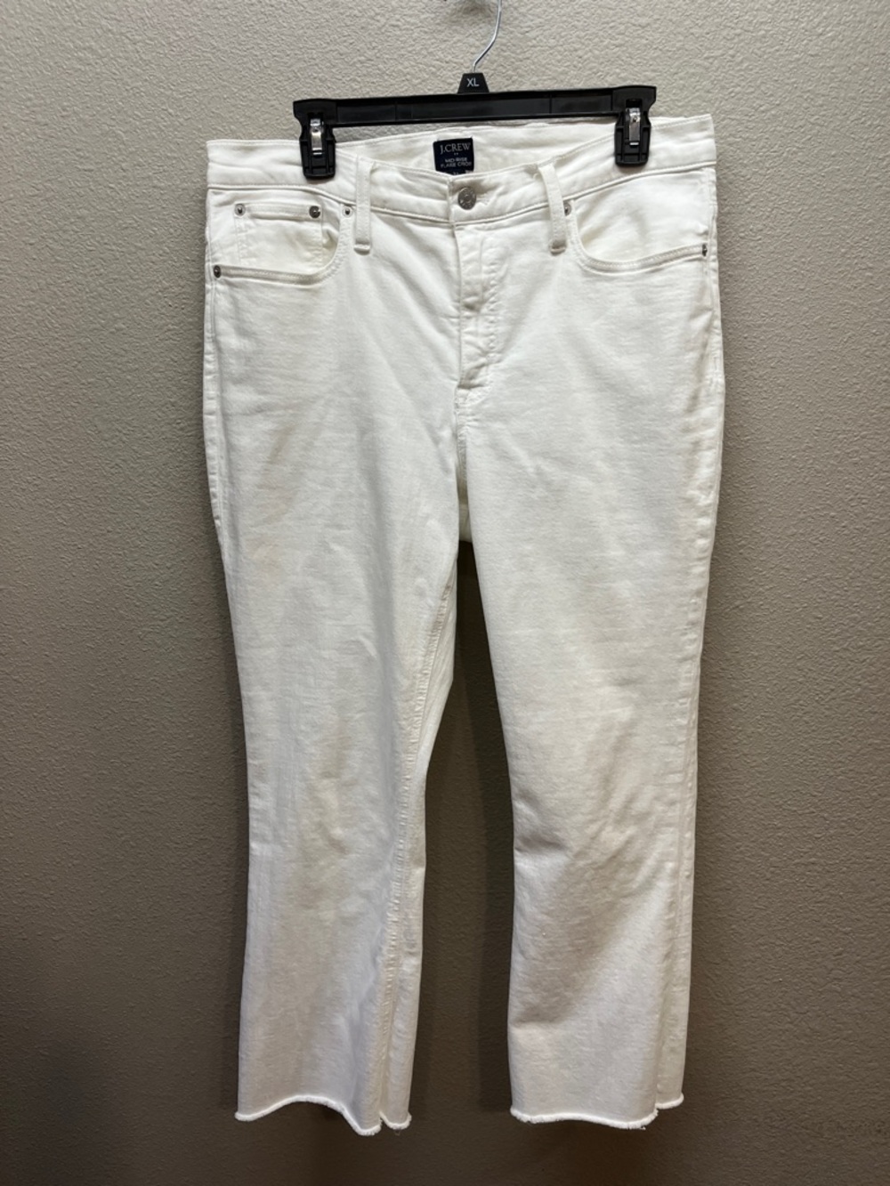 J crew mid rise flare crop jeans size 32 white